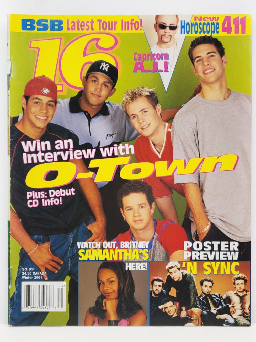 16 Magazine VTG 2001 O-Town Backstreet Boys NSYNC Britney Aguilera 98 Degrees
